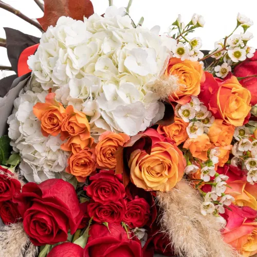 Foto Buchet de trandafiri si hortensii Autumn Fantasy-Premium